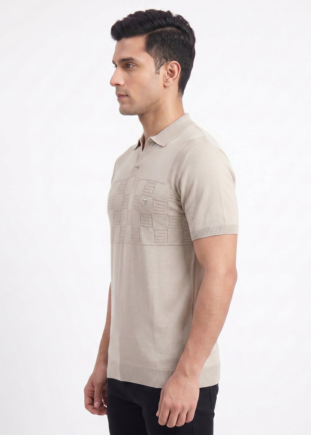 Buy Bronze-textured-polo-tshirt Online Shopping view 4