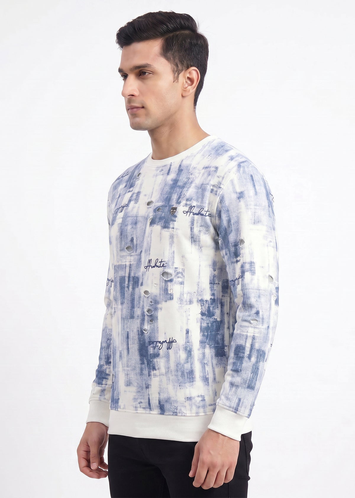 Buy Blue Abstract Print Sweatshirt Online Shopping view 4