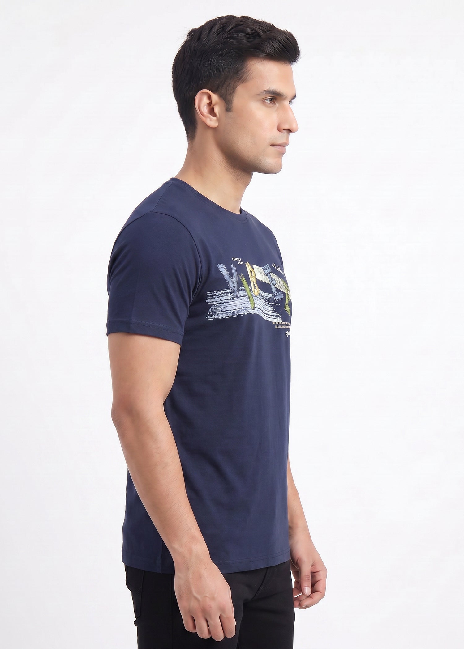 Buy Navy-vibes-graphic-tshirt Online Shopping view 5