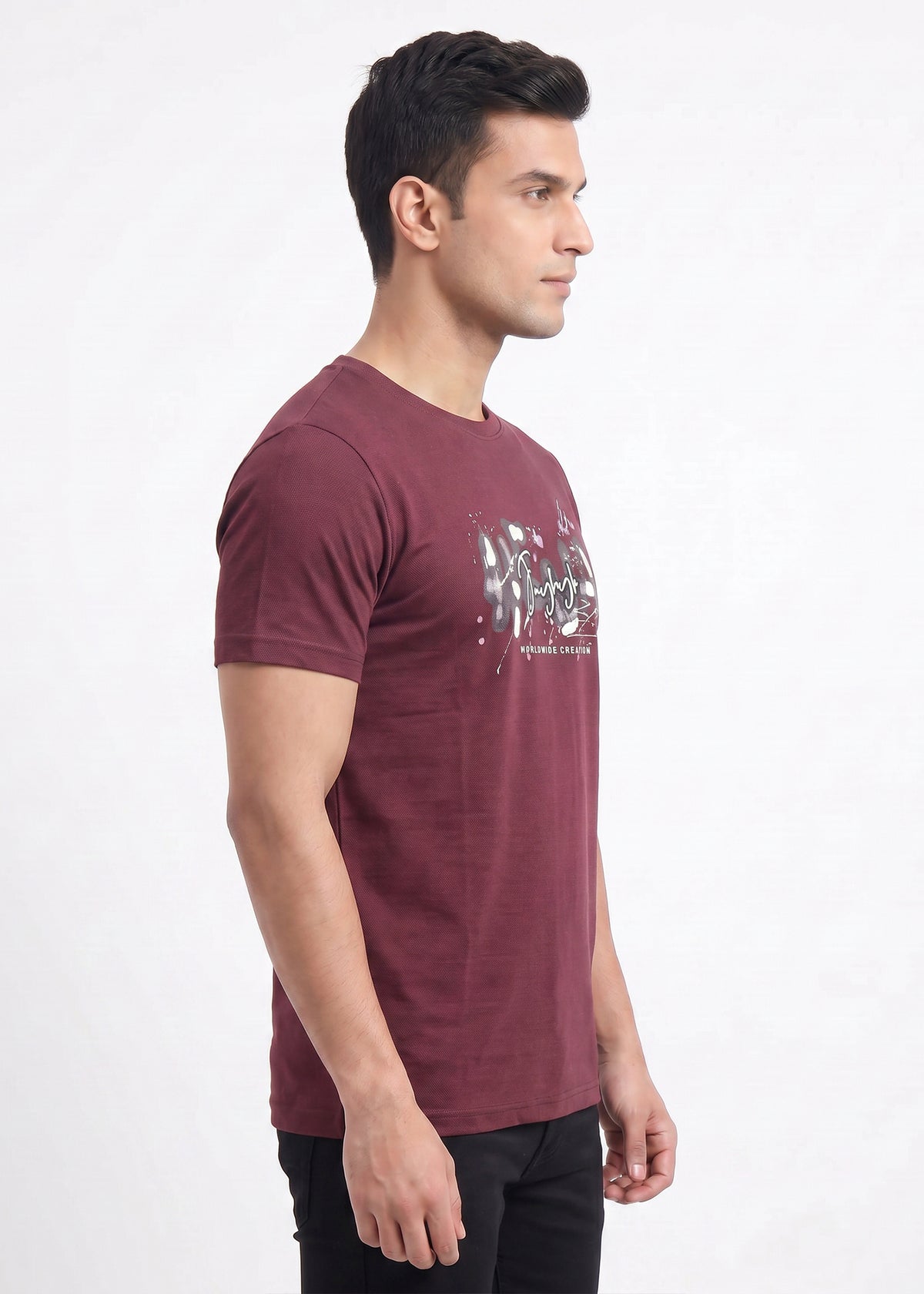 Buy Wine Abstract Graphic T-Shirt Online Shopping view 5