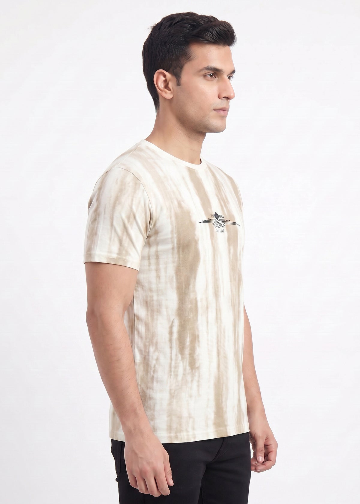 Buy Khakhi-abstract-print-tshirt Online Shopping view 5