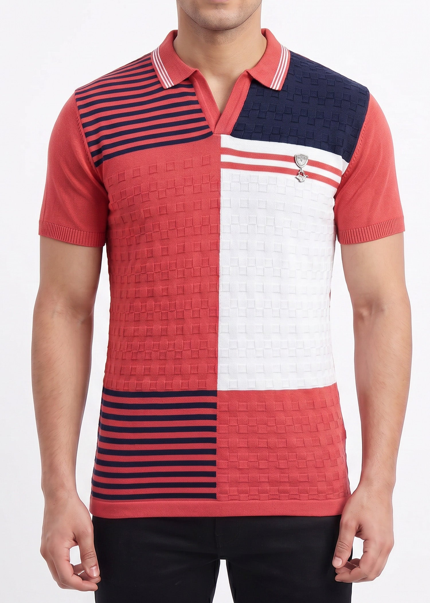 Buy Scarlet textured-polo-tshirt Online Shopping view 3