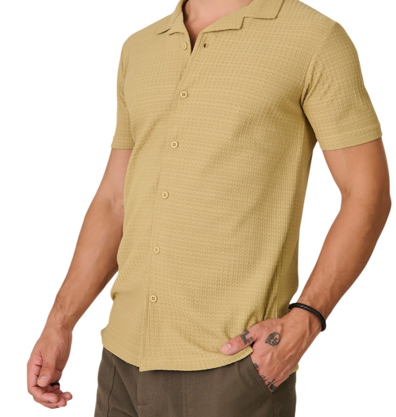 Mustard Textured Resort Shirt