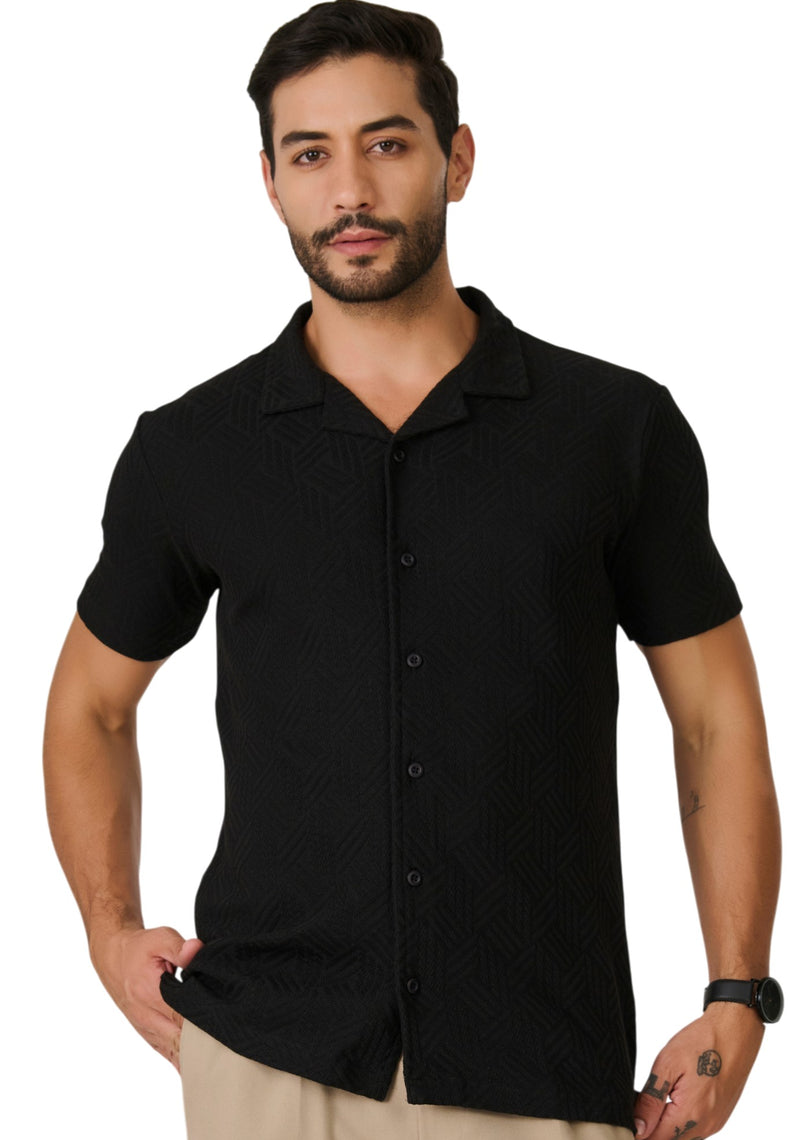 Black Textured Resort Shirt