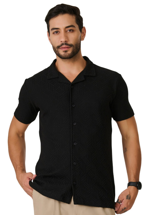 Black Textured Resort Shirt