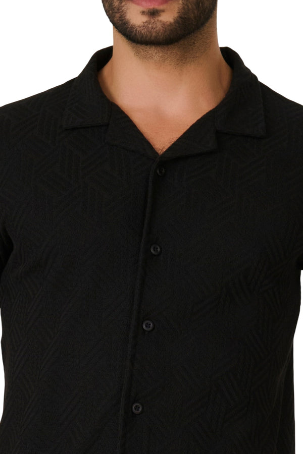 Black Textured Resort Shirt
