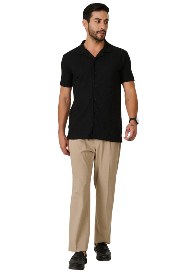 Black Textured Resort Shirt
