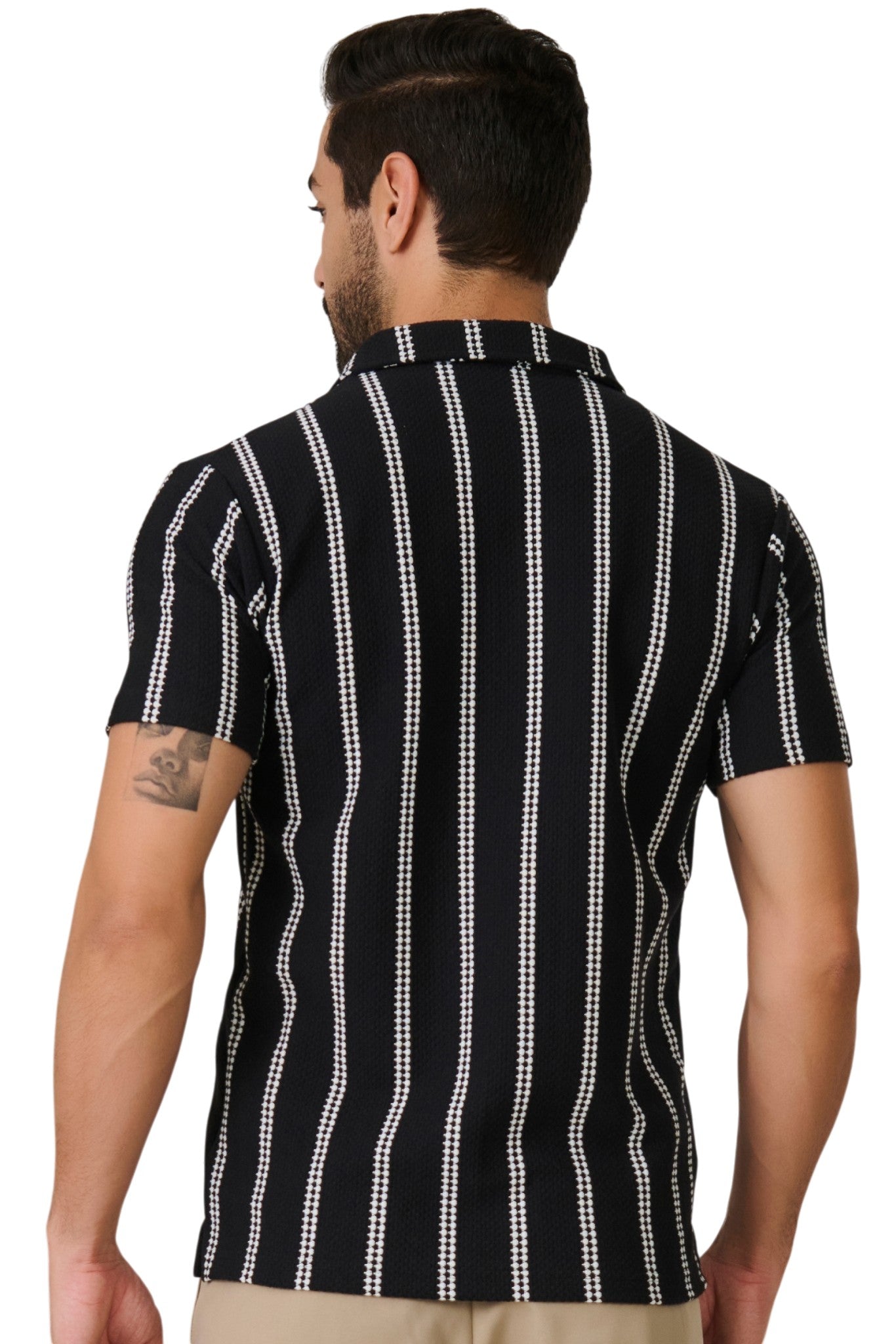 Buy Black Striped Resort Shirt Online Shopping view 4