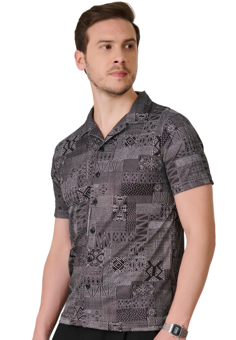 Black Geometric Resort Shirt