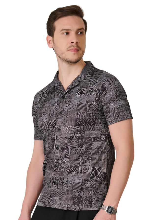 Black Geometric Resort Shirt