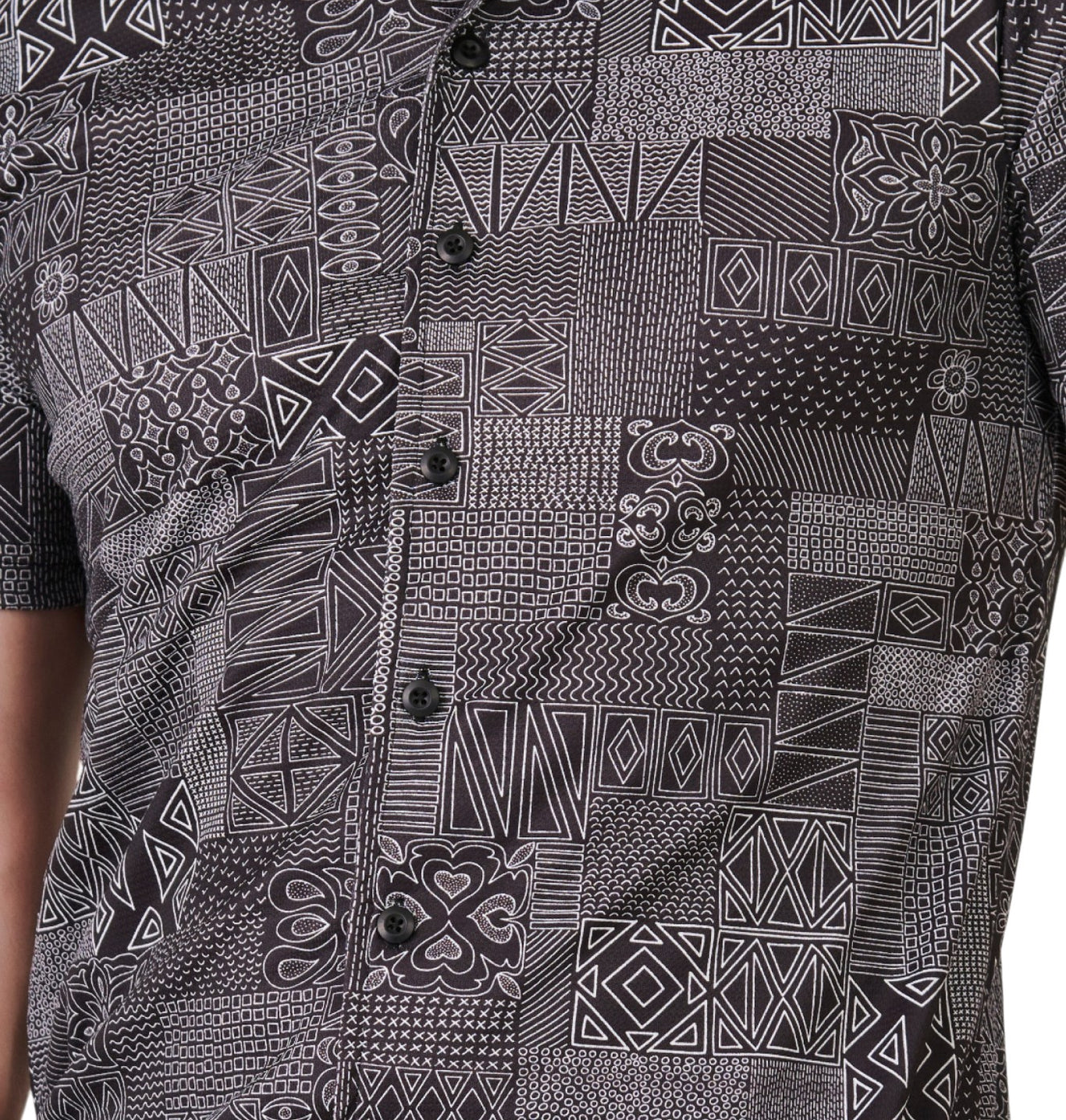 Black Geometric Resort Shirt
