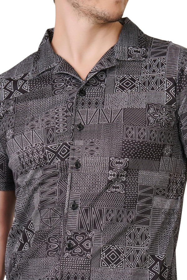 Black Geometric Resort Shirt