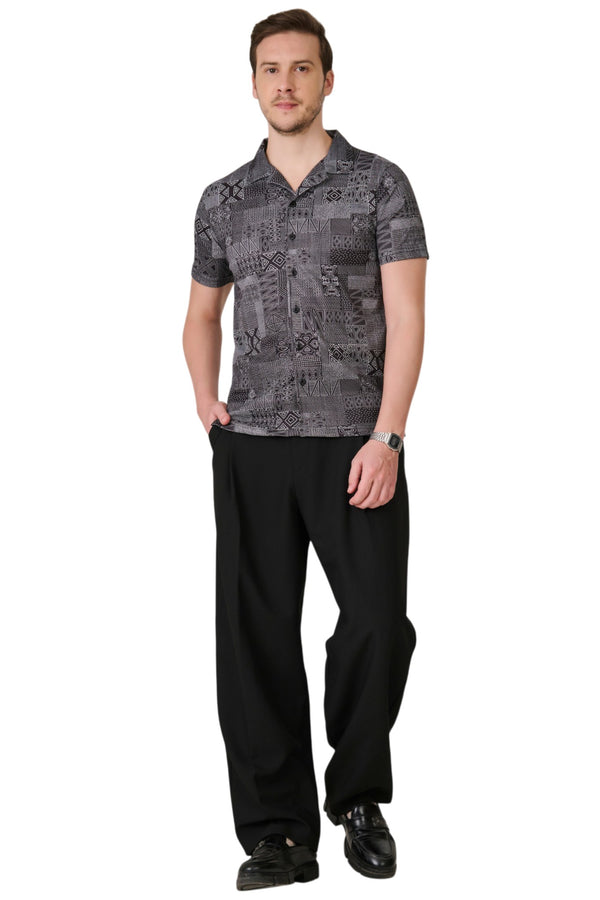 Black Geometric Resort Shirt