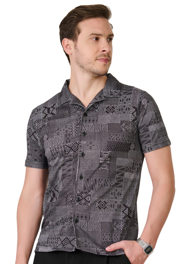 Black Geometric Resort Shirt