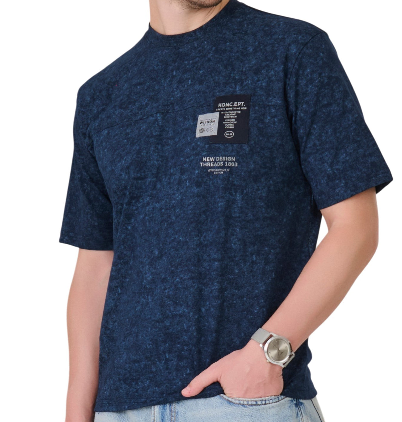 Navy Acid Wash T-Shirt