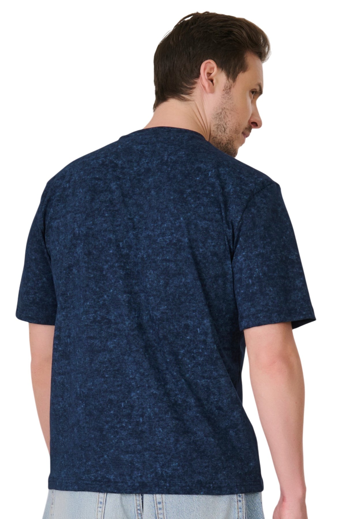Buy Navy Acid Wash T-Shirt Online Shopping view 2
