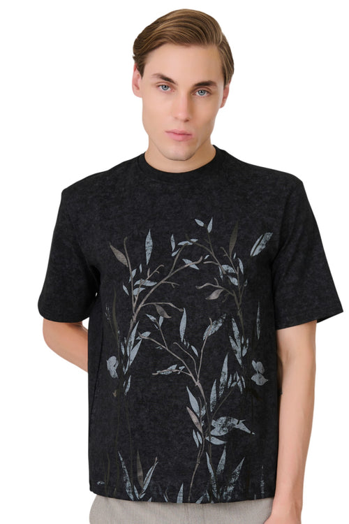 Black Botanical Graphic T-Shirt
