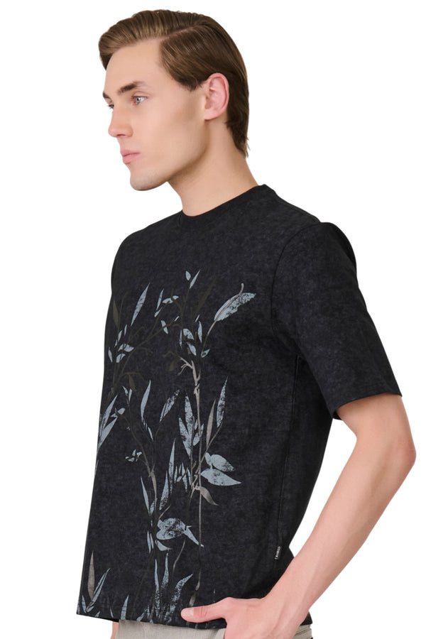 Black Botanical Graphic T-Shirt