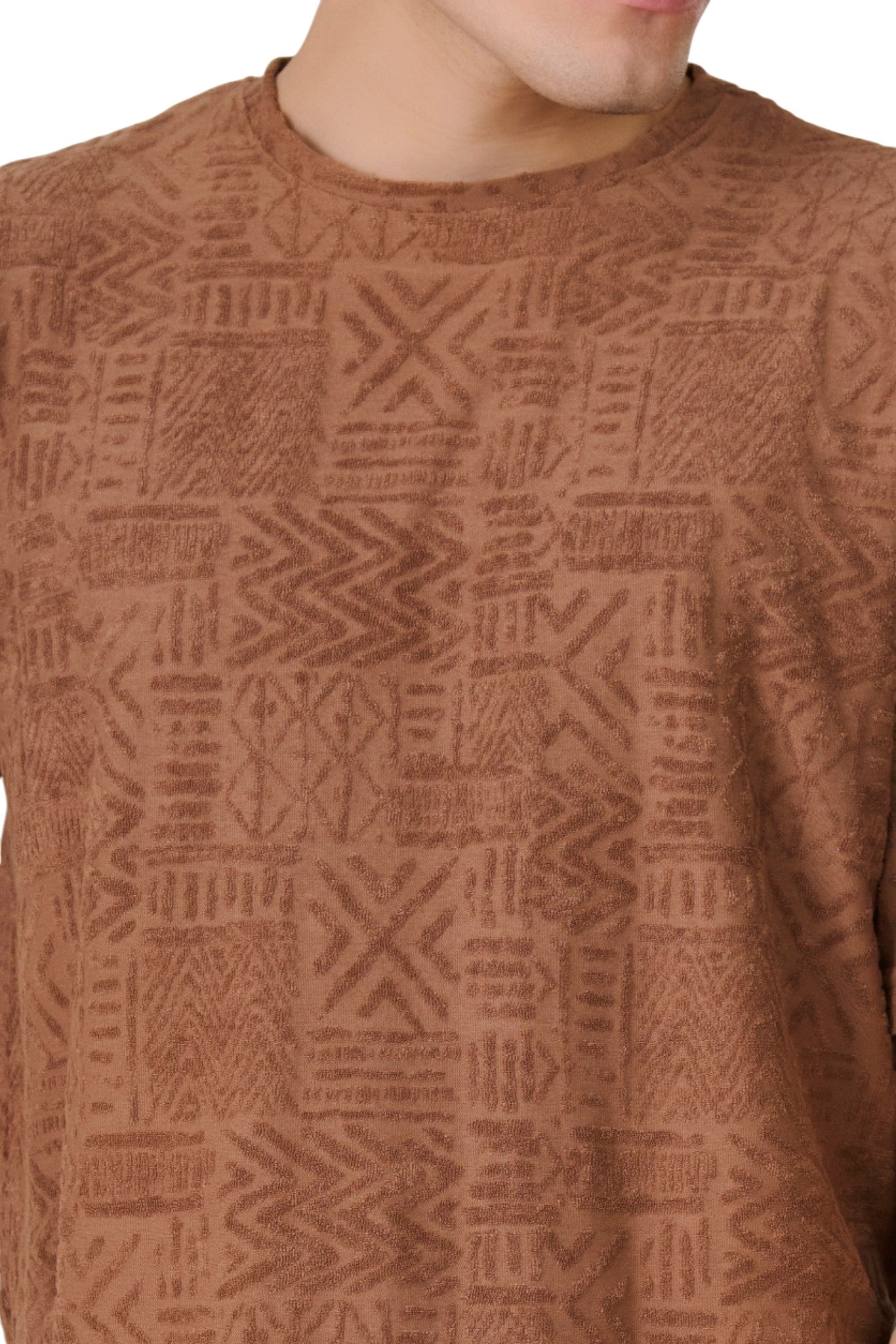 Buy Teal Textured Pattern T-Shirt Online Shopping view 3