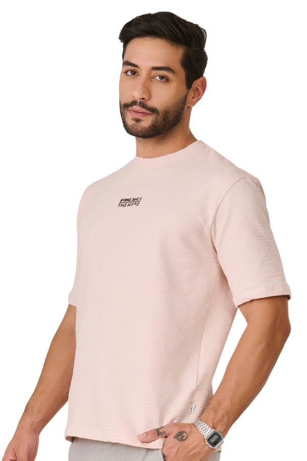 Pink Textured Graphic T-Shirt