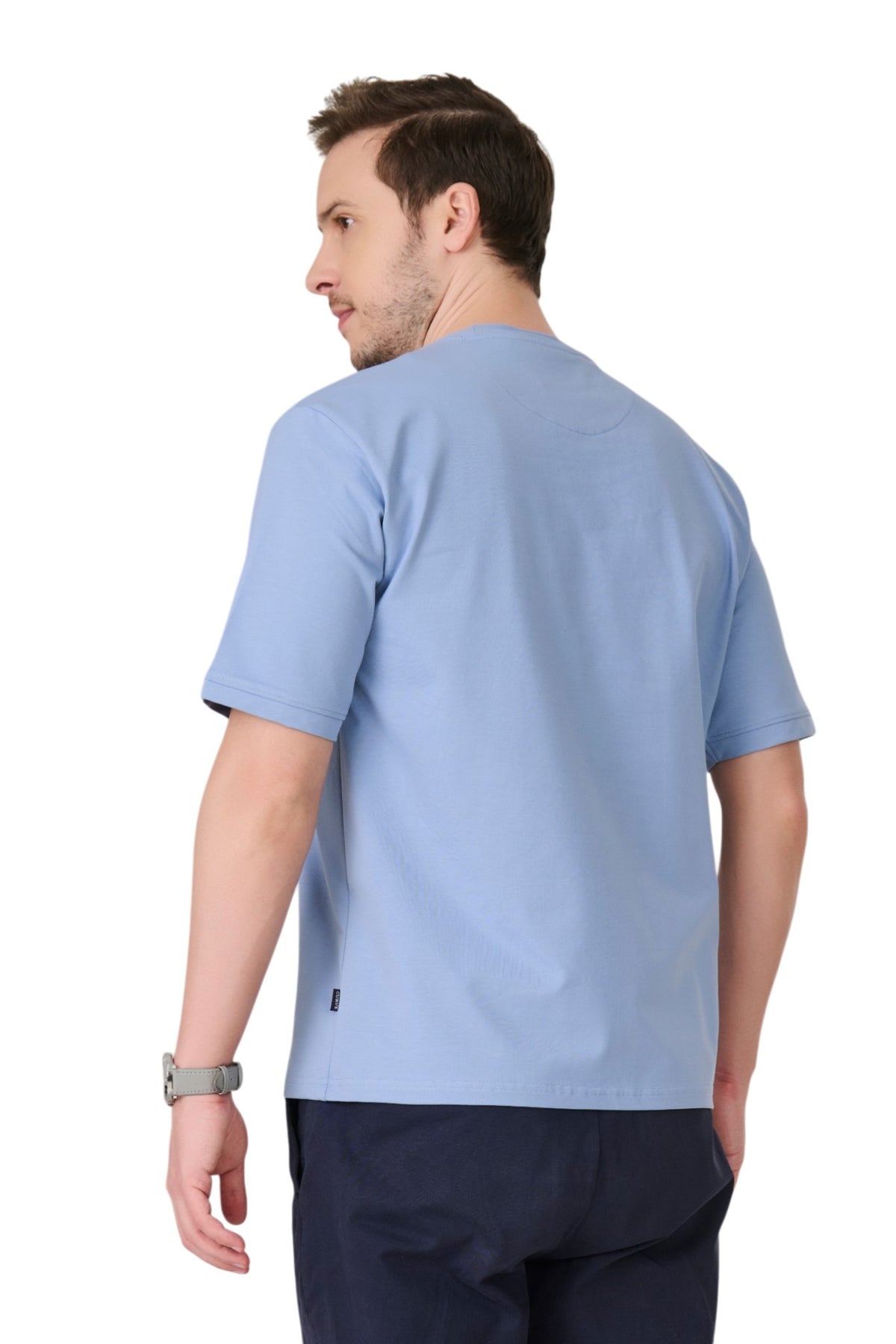 Buy Sky Blue Graphic T-Shirt Online Shopping view 2