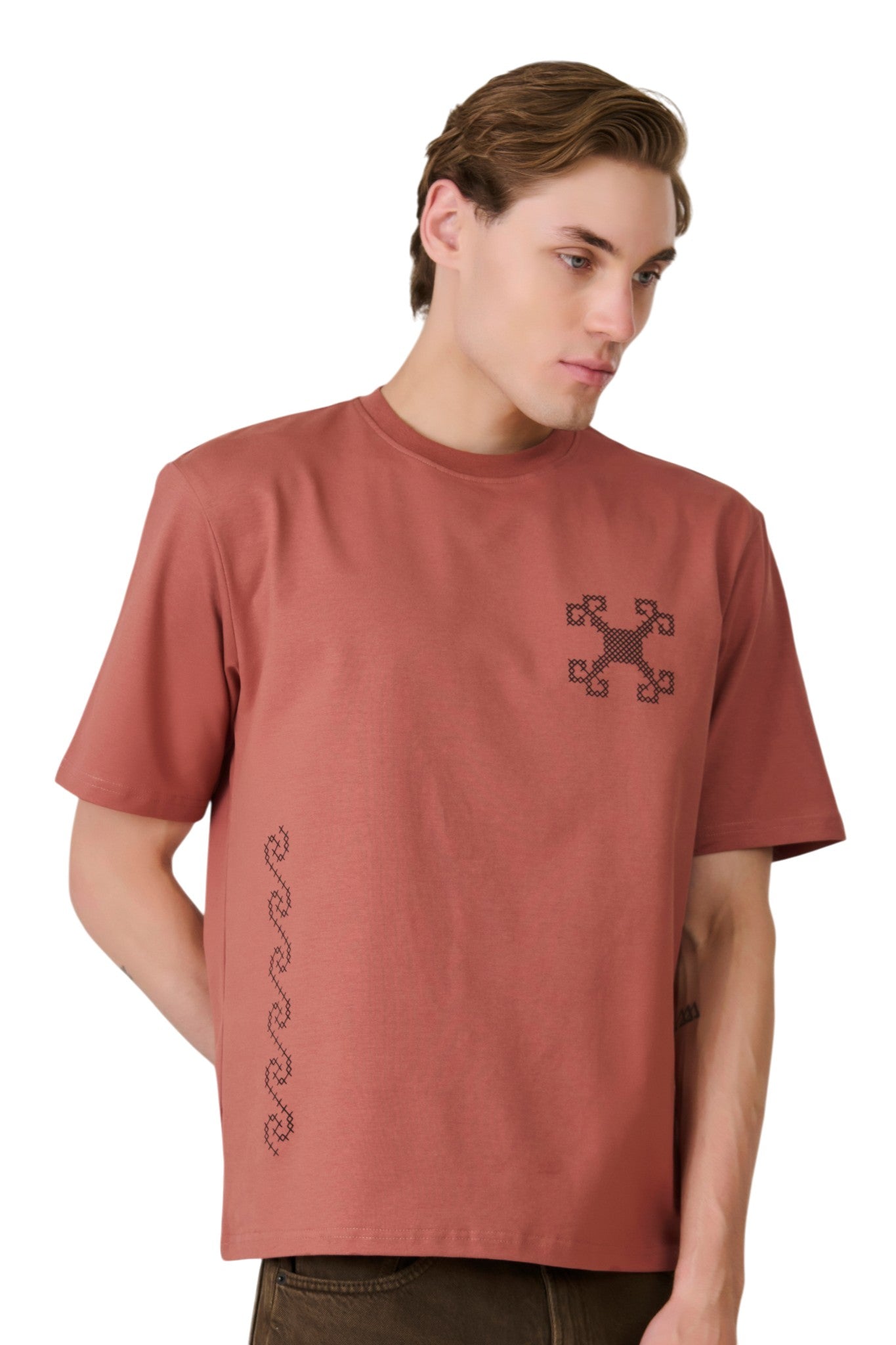 Buy Rust Graphic Crew T-Shirt Online Shopping view 4