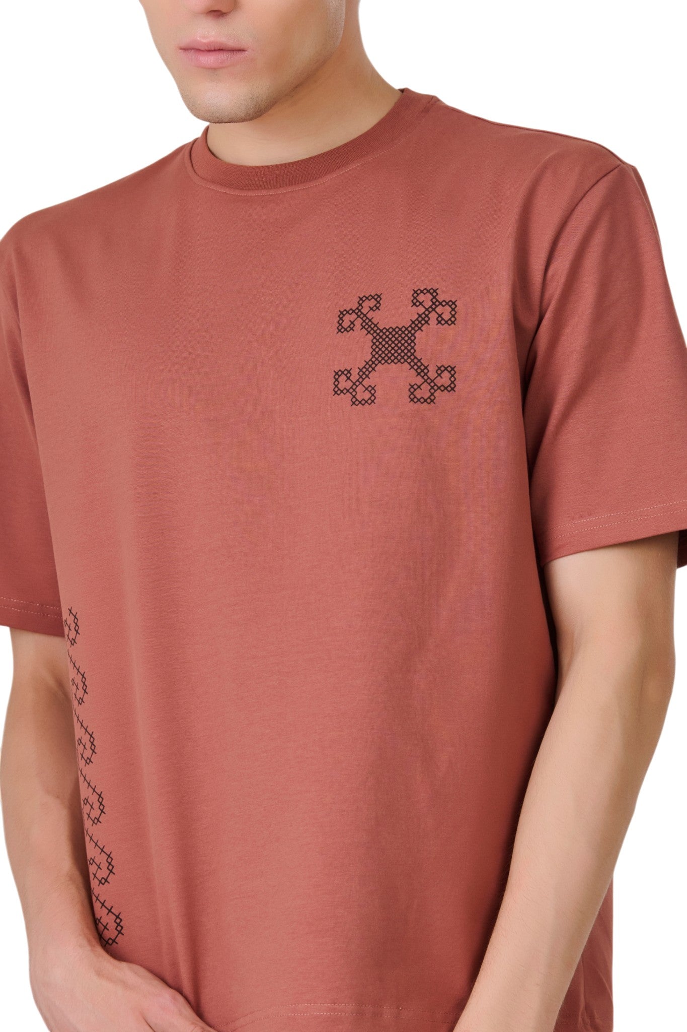 Buy Rust Graphic Crew T-Shirt Online Shopping view 3