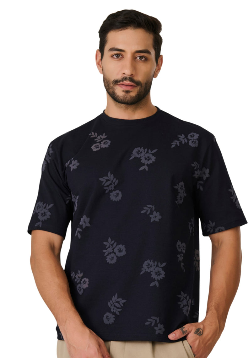 Navy Floral Print T-Shirt