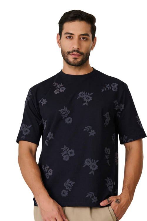 Navy Floral Print T-Shirt