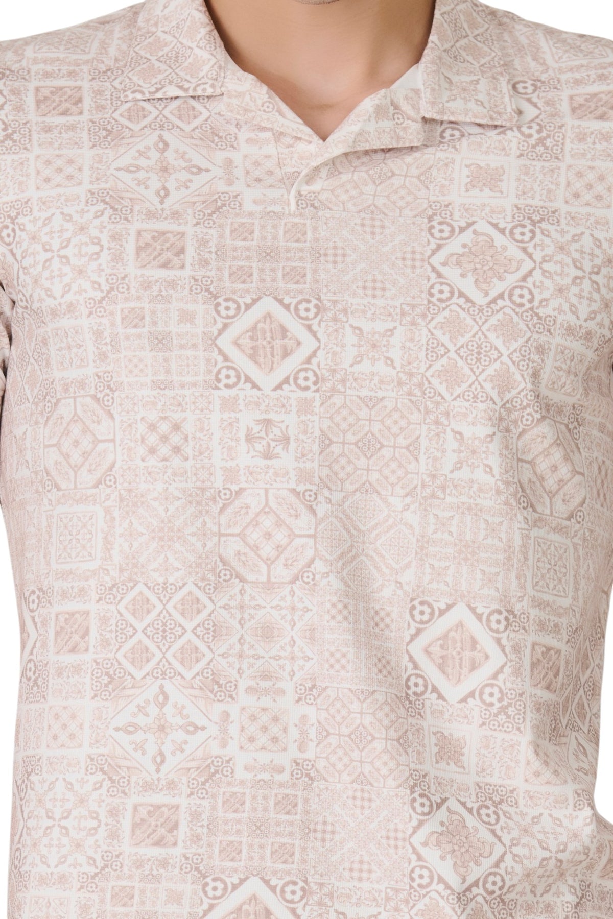 Buy Khaki Mosaic Polo T-Shirt Online Shopping view 3