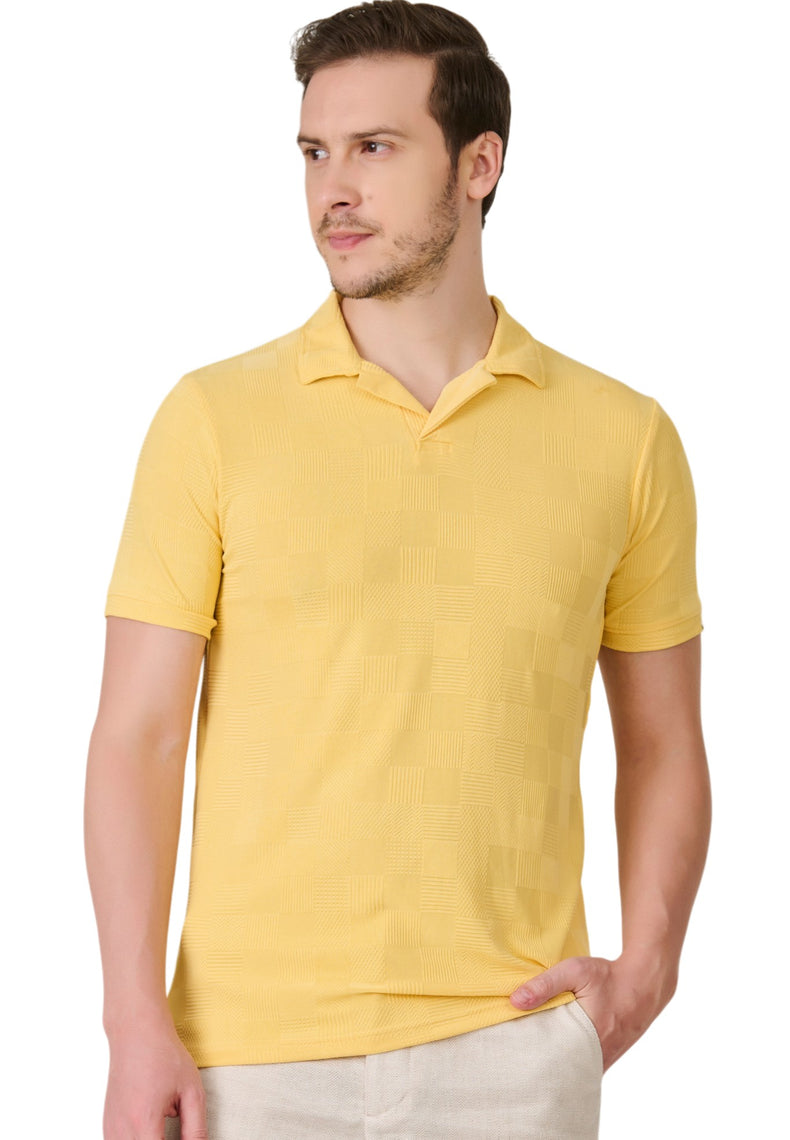 Lemon Check Textured Polo
