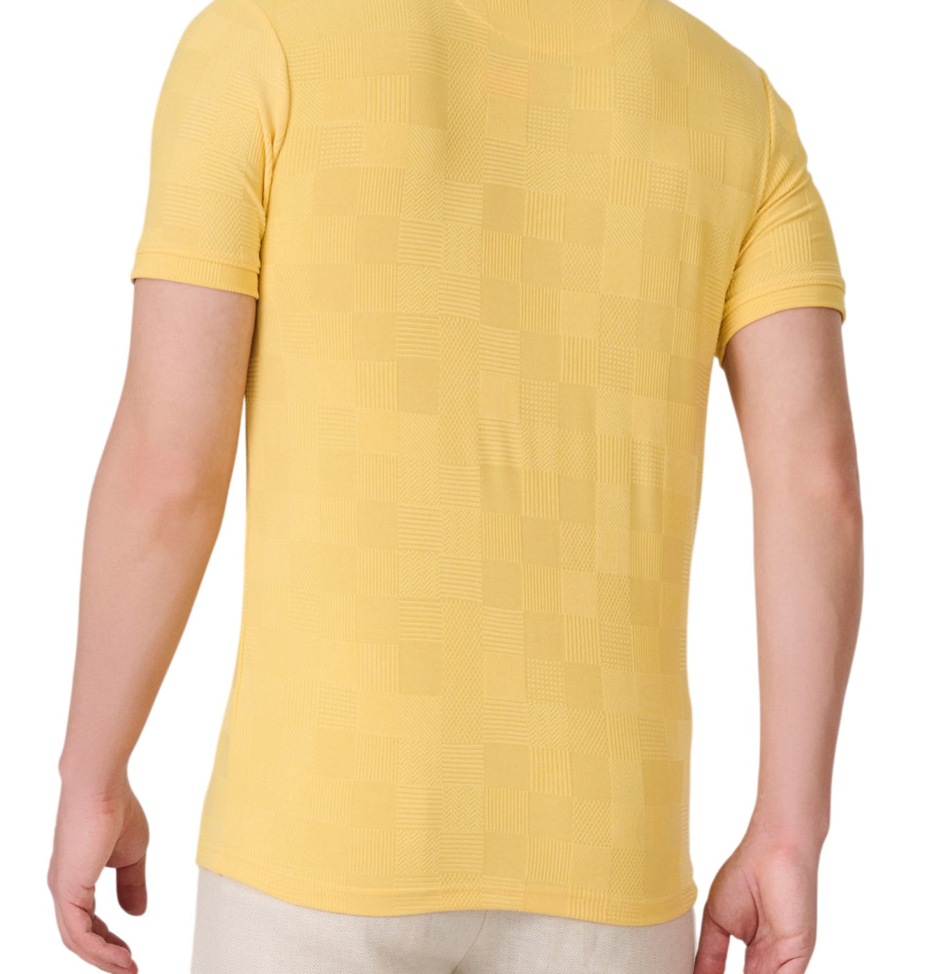 Lemon Check Textured Polo