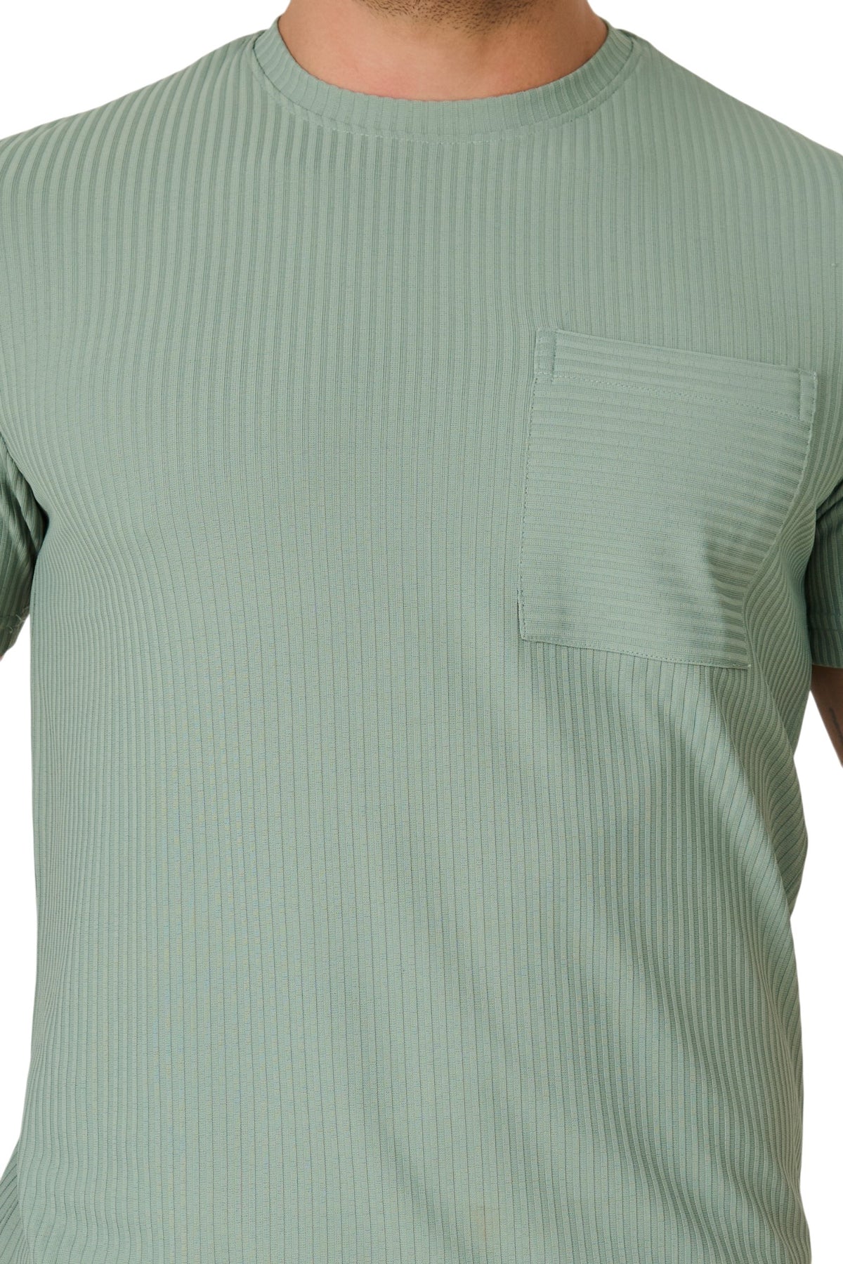 Buy Pista Ribbed Pocket T-Shirt Online Shopping view 3