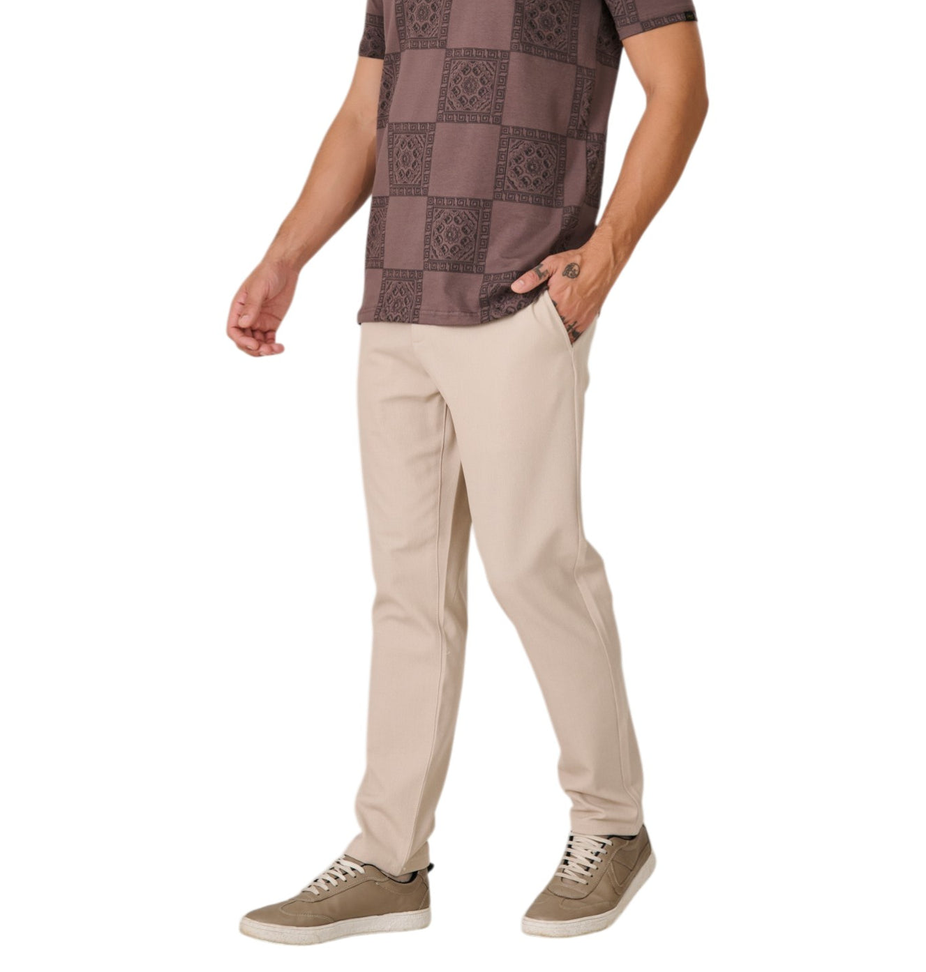 Brown Geometric Print T-Shirt