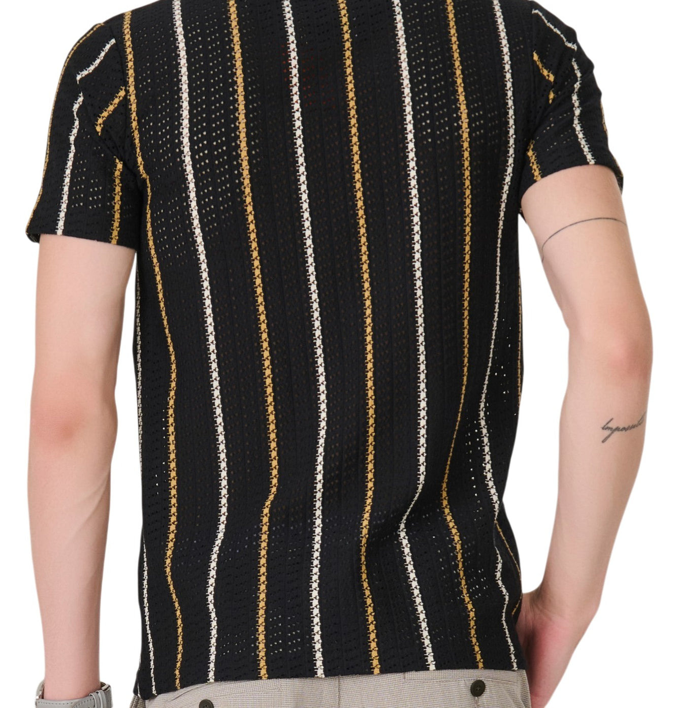 Black Textured Stripe T-Shirt