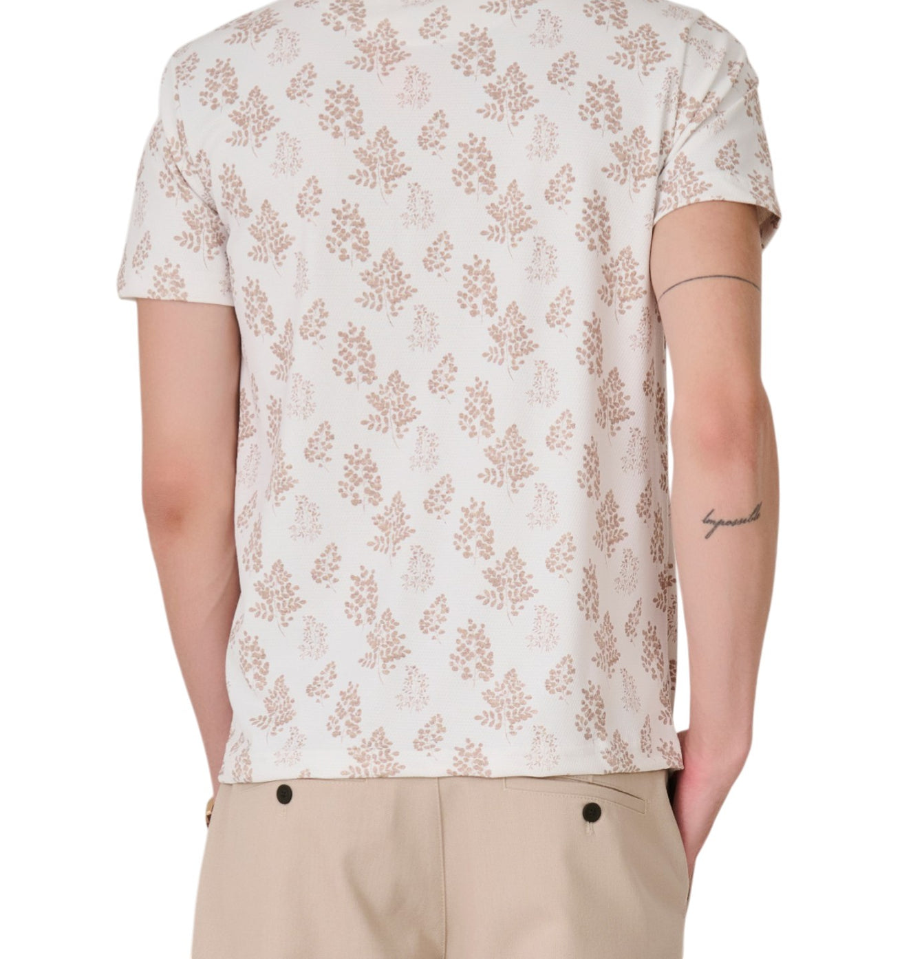 White Leaf Print T-Shirt