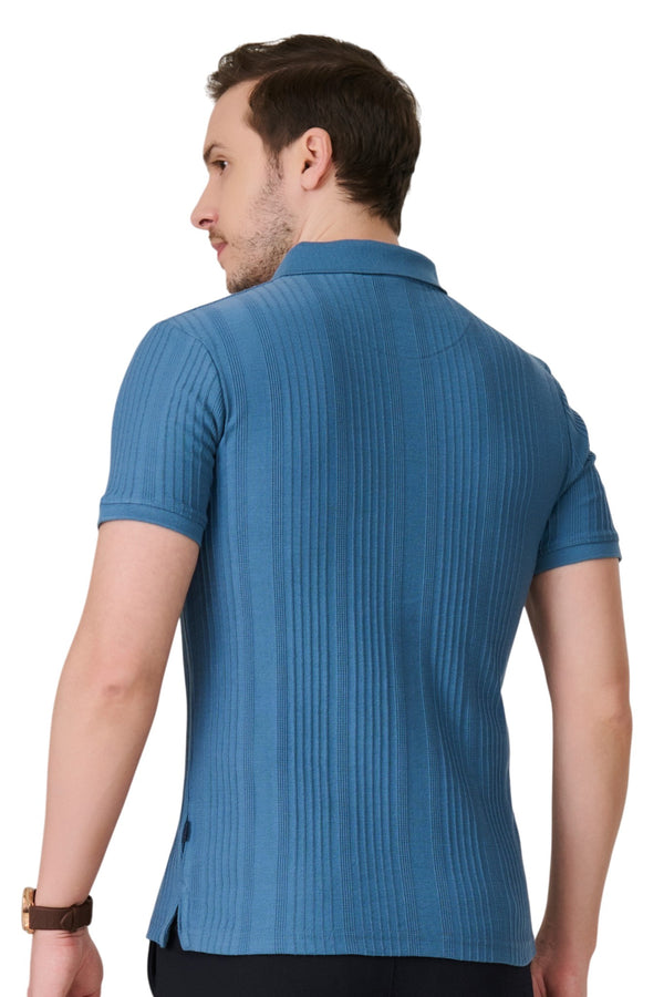 Airforce Blue Textured Polo