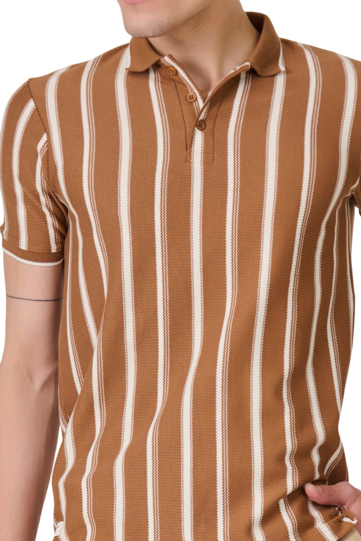 Buy Mud Vertical Stripe Polo Online Shopping view 3