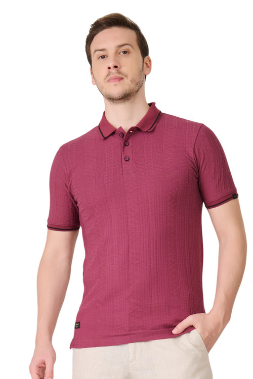 Deep Pink Textured Polo