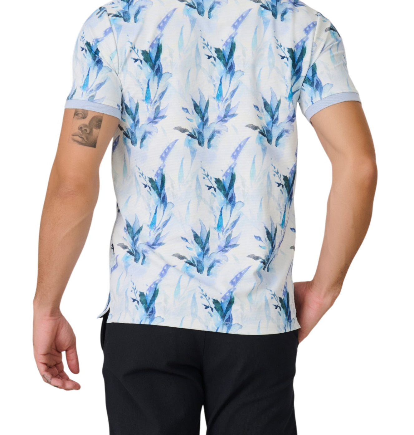 Blue Floral Polo T-Shirt