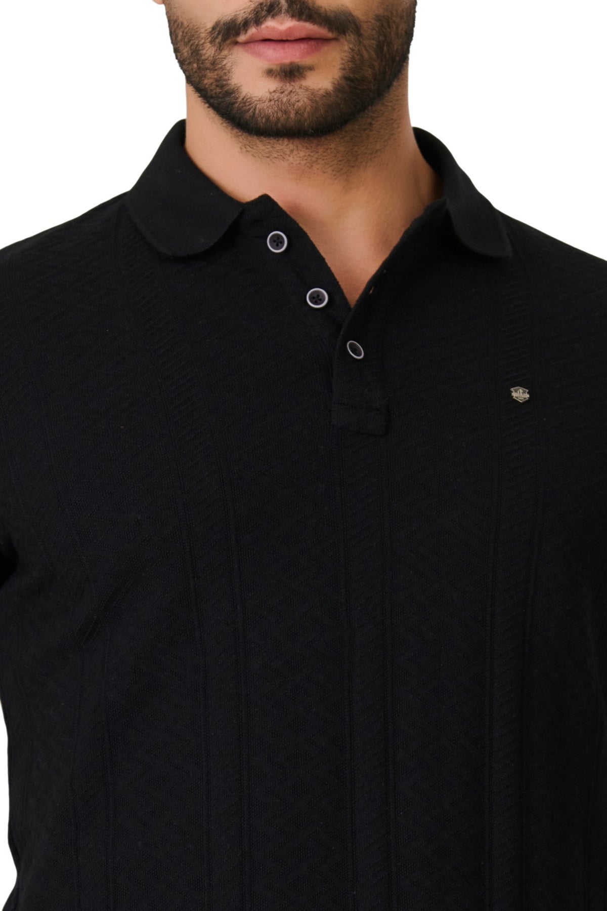 Buy Black Chevron Polo T-Shirt Online Shopping view 2
