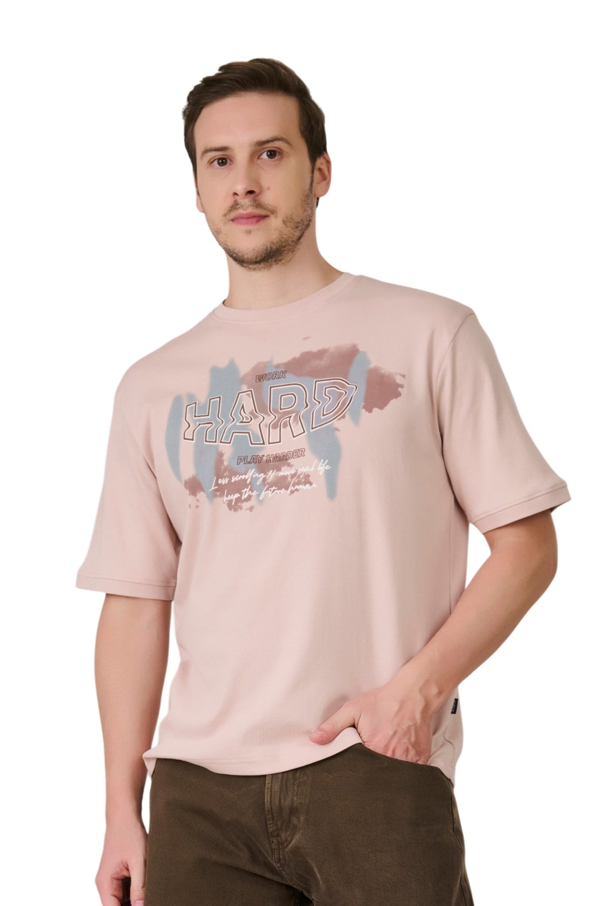 Buy Pale Pink Graphic T-Shirt Online Shopping view 1