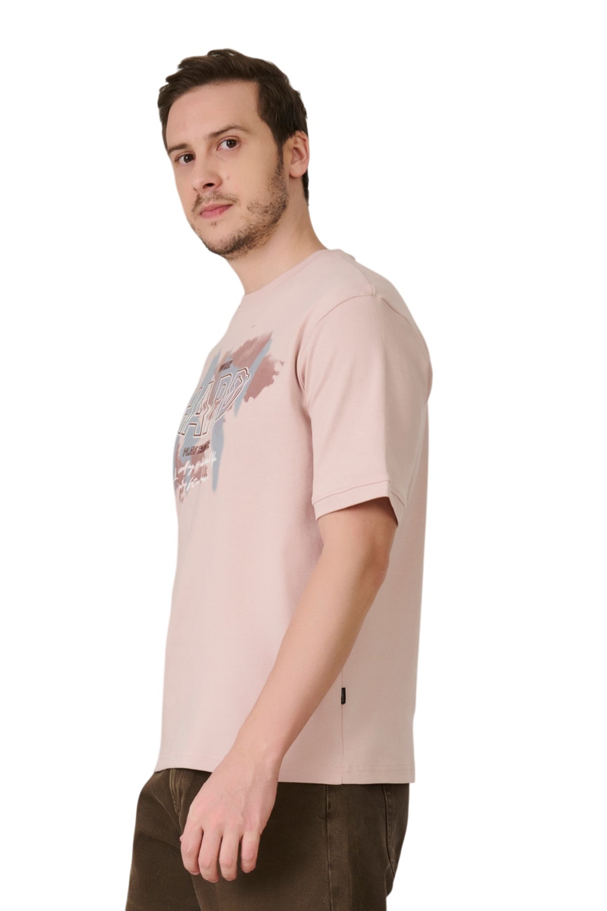 Buy Pale Pink Graphic T-Shirt Online Shopping view 3
