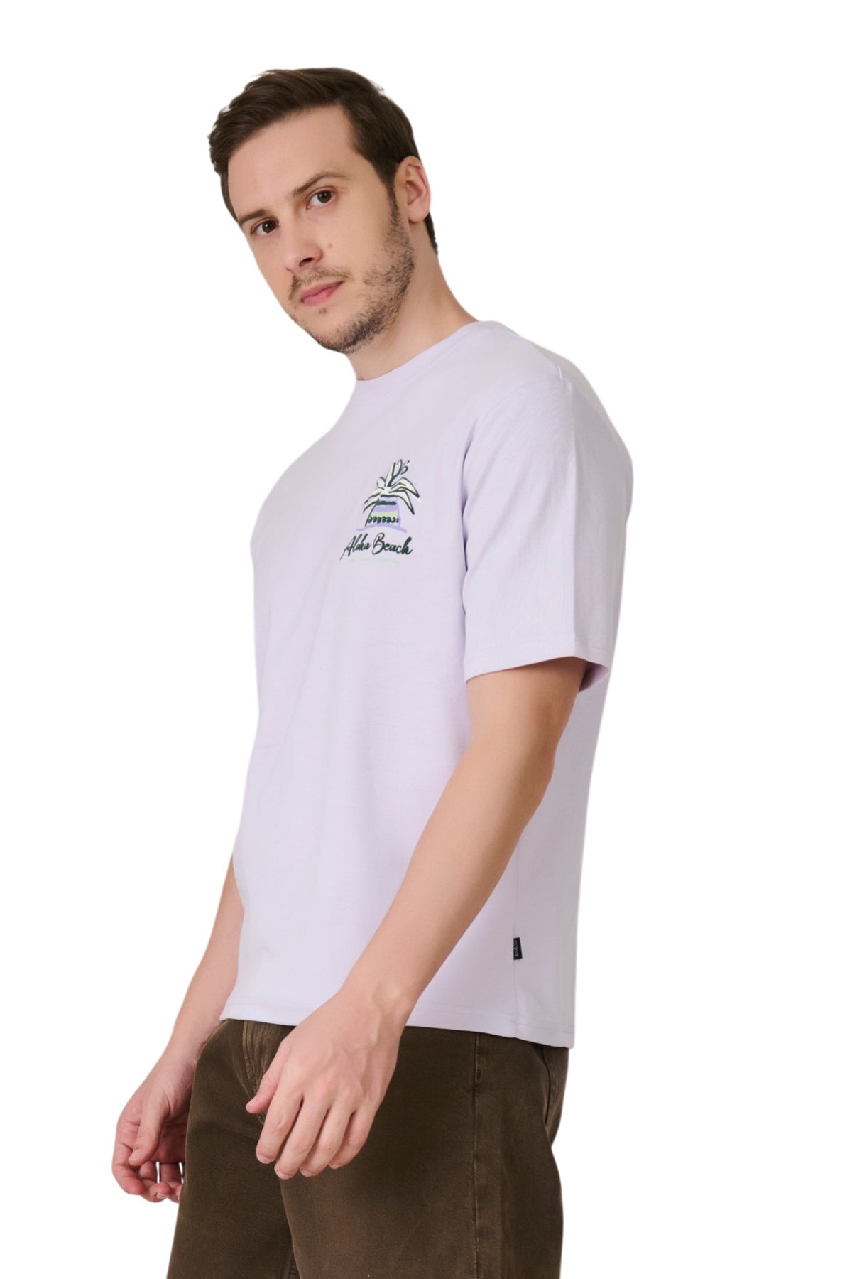 Buy Lavender Aloha Graphic T-Shirt Online Shopping view 3