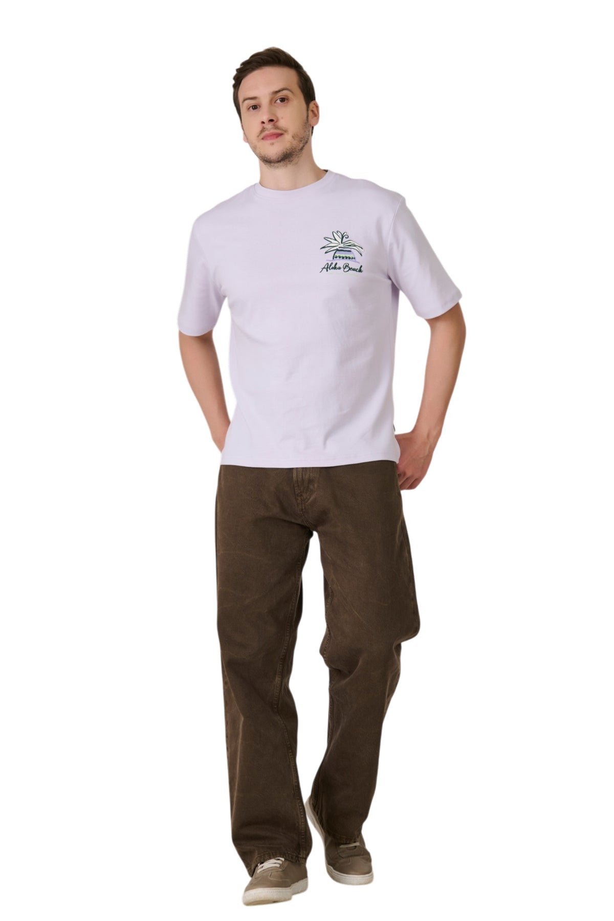 Buy Lavender Aloha Graphic T-Shirt Online Shopping view 5