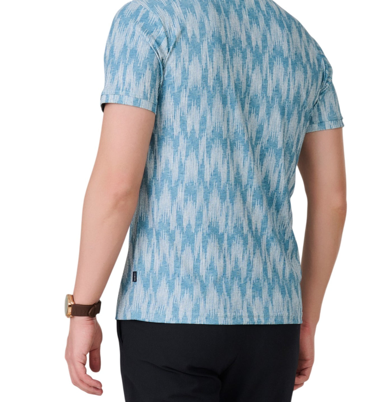 Teal Linear Pattern Polo