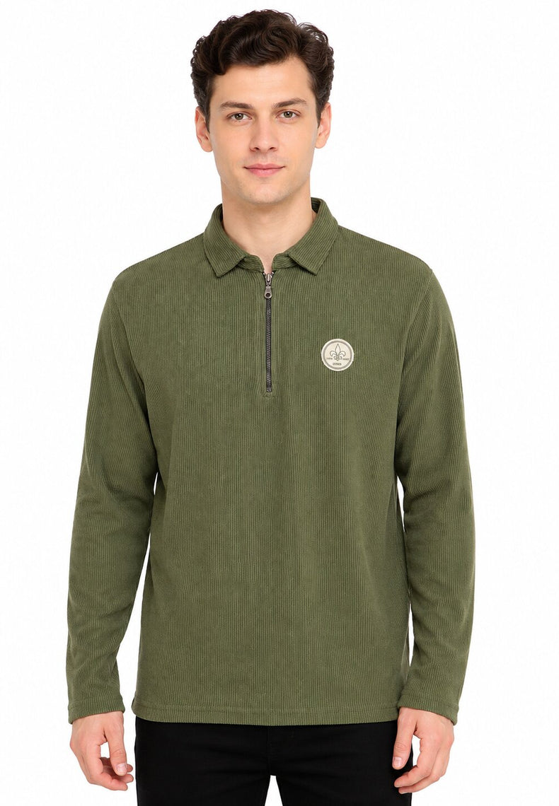 Olive Zip Collar T-Shirt