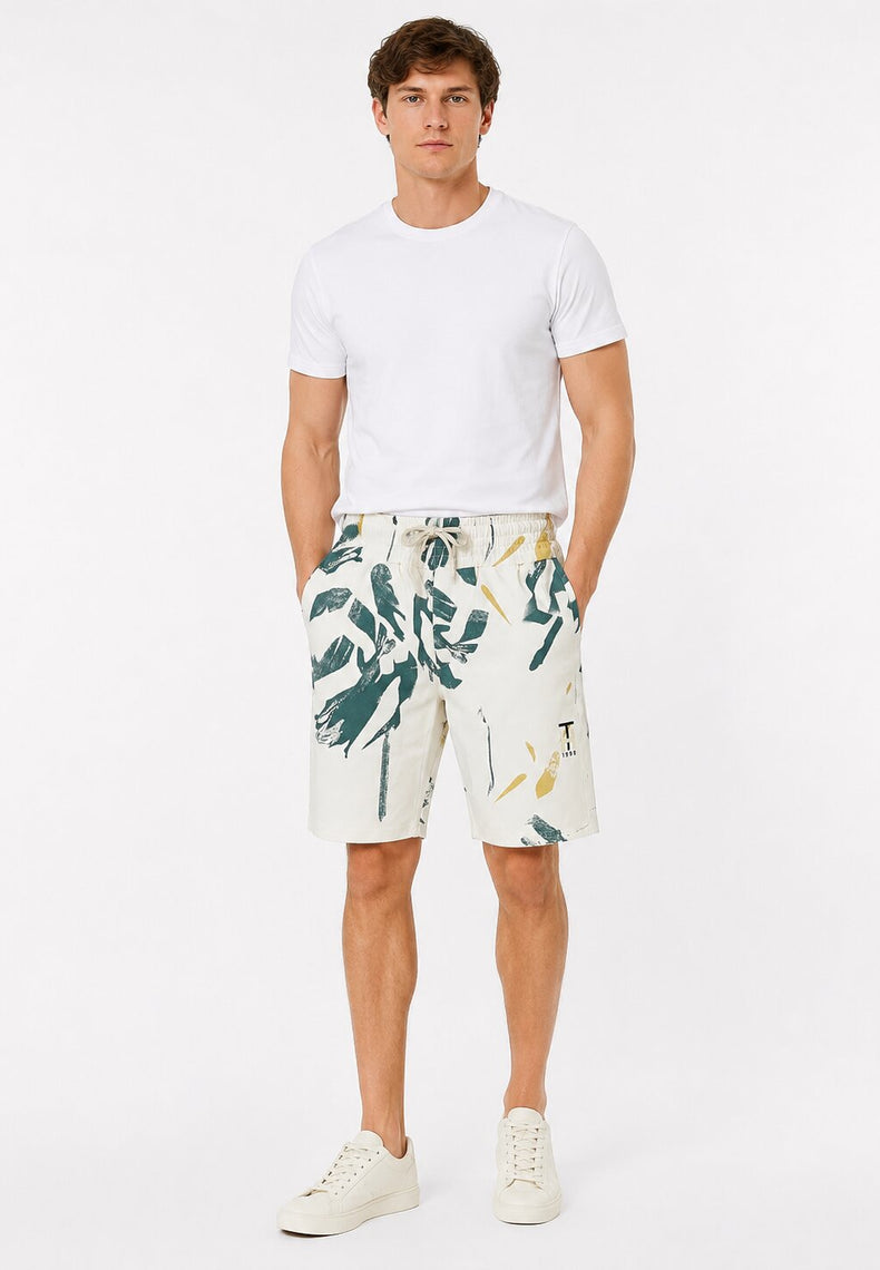 Jade Abstract Print Casual Shorts