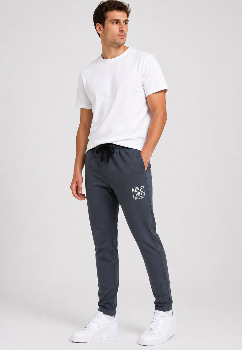 Dark Grey Graphic Jogger Trackpants