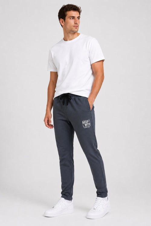 Dark Grey Graphic Jogger Trackpants